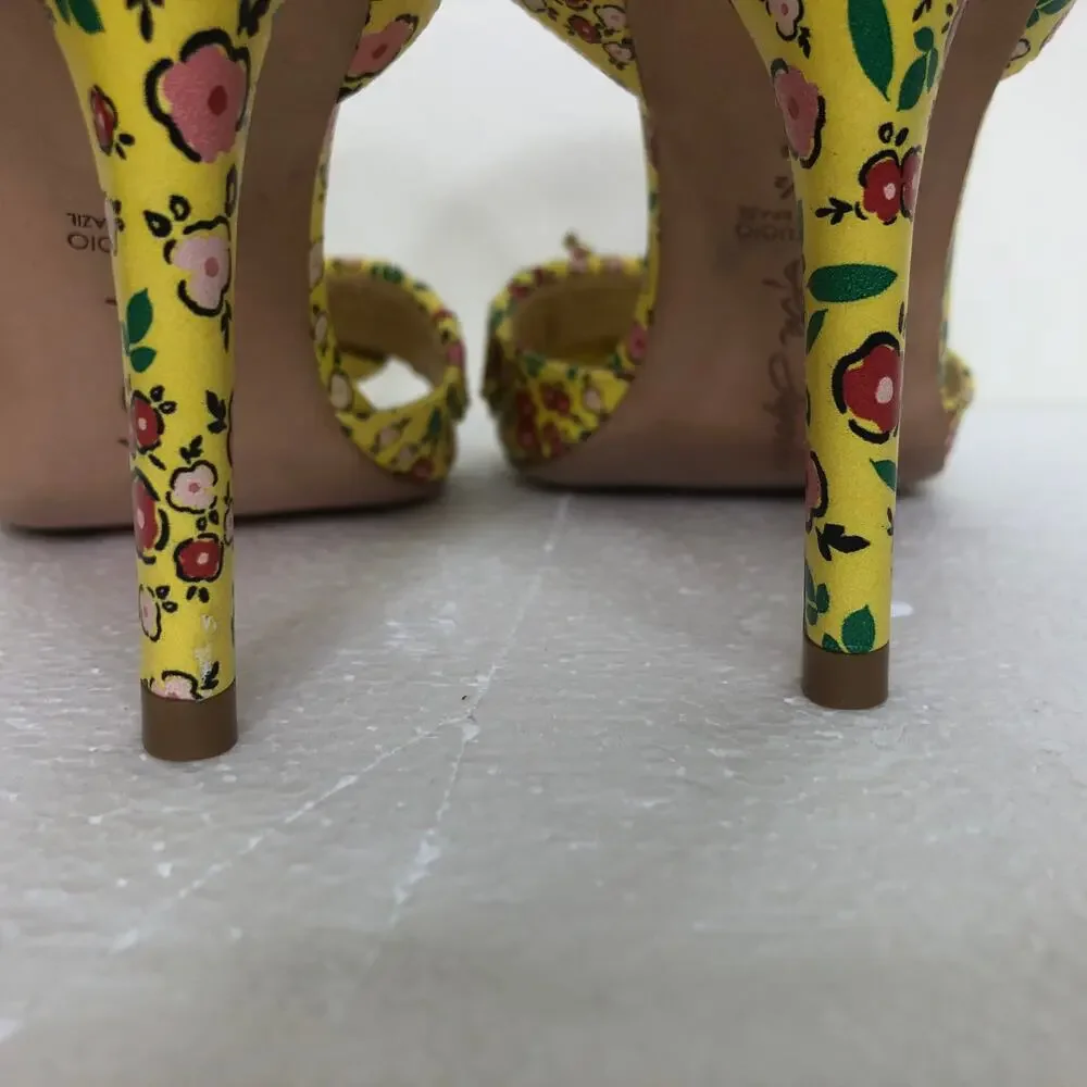 Isa Tapia Evie Sandal Yellow Floral Ruffle Strap Heeled